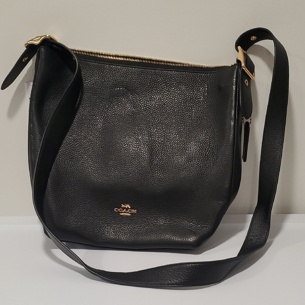 Coach Black Pebbled Leather Shoulder Bag LTH VAL DUFFLE